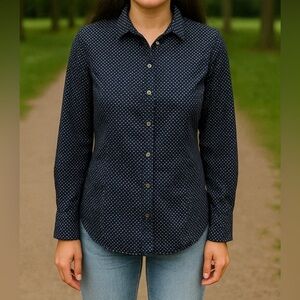 J.Crew Navy Polka Dot Button Down Shirt | Classic Fit  | Size 12 GUC